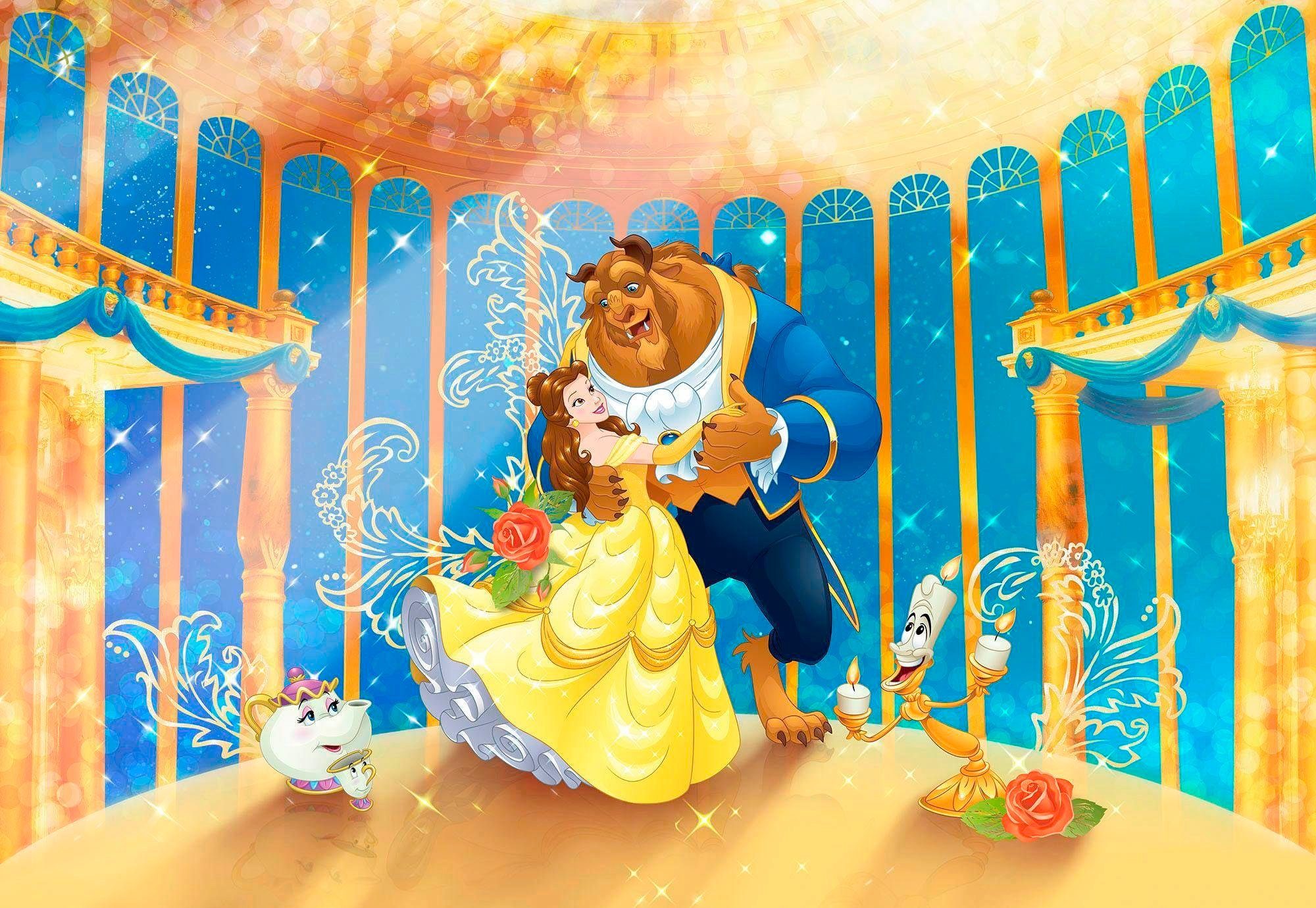 Komar Fototapete Beauty and the Beast - Größe 368 x 254 cm, glatt, bedruckt, Kinderzimmer