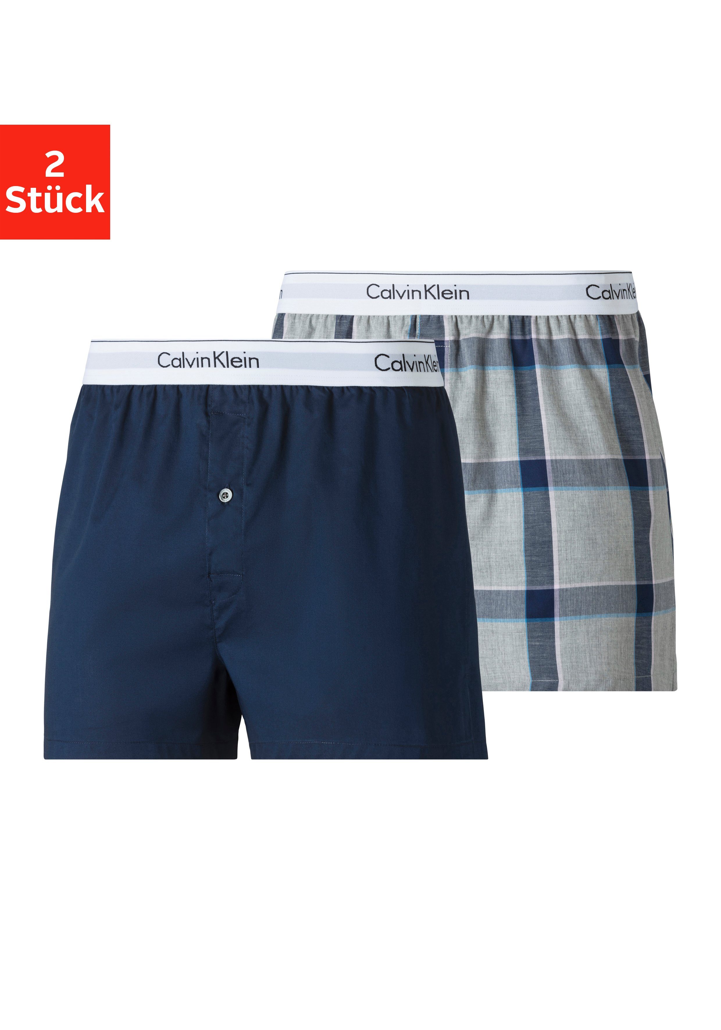 Calvin Klein Webboxer (2 Stück) Uni + Karo kaufen | OTTO