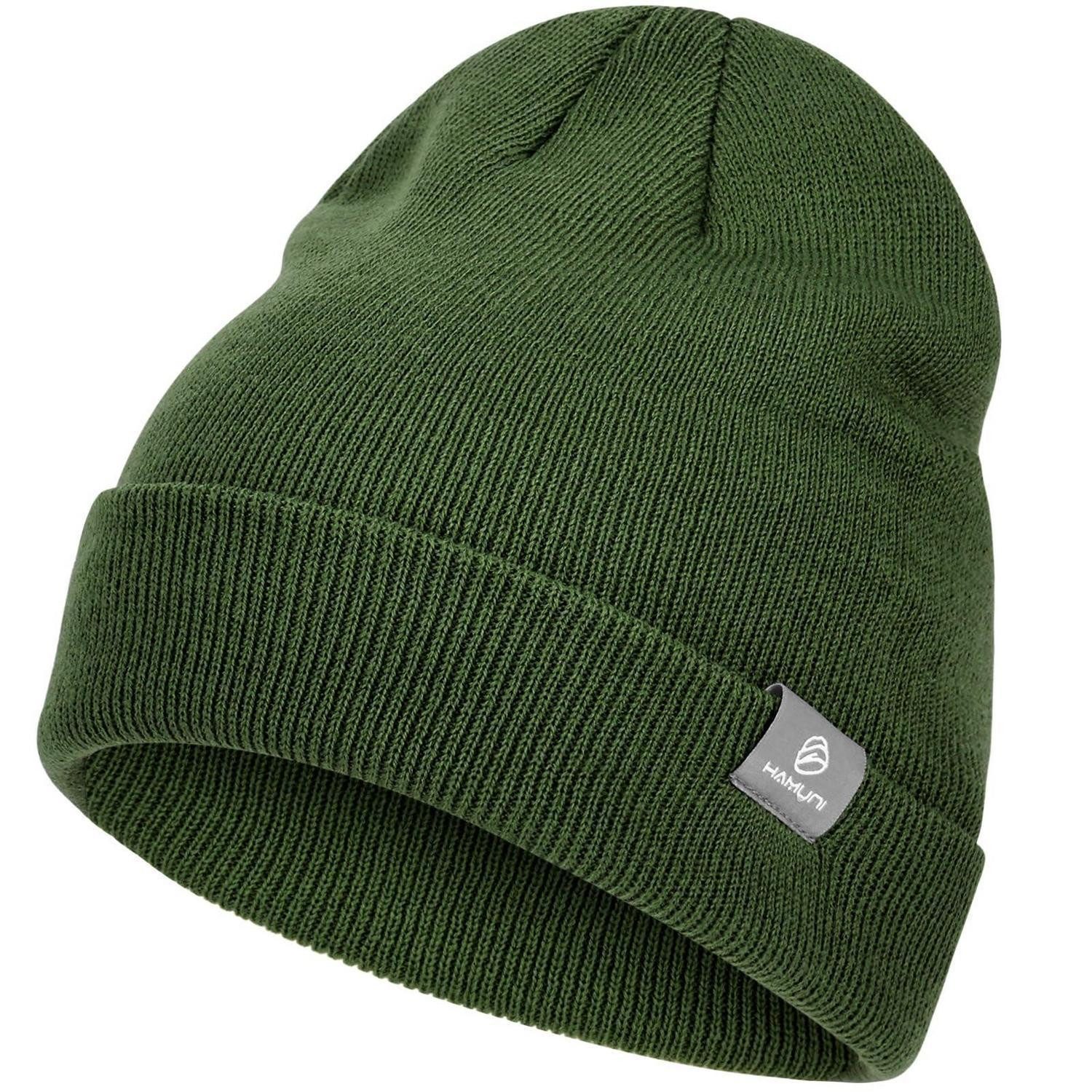 Strickmütze Beanie Mütze Herren Damen Unisex Winter Strickmütze Military Green