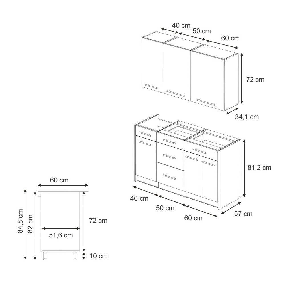 Vicco Küchenzeile Fame-Line, Bordeaux Hochglanz/Weiß, 150 cm, AP Marmor