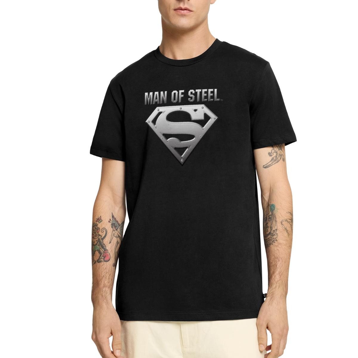 Spreadshirt T-Shirt DC Comics Superman Logo Man Of Steel Männer Premium T-Shirt (1-tlg)