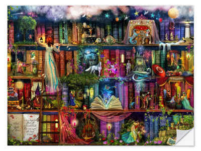 Posterlounge Wandfolie Aimee Stewart, Das Bücherregal voller Märchen, Kinderzimmer Kindermotive