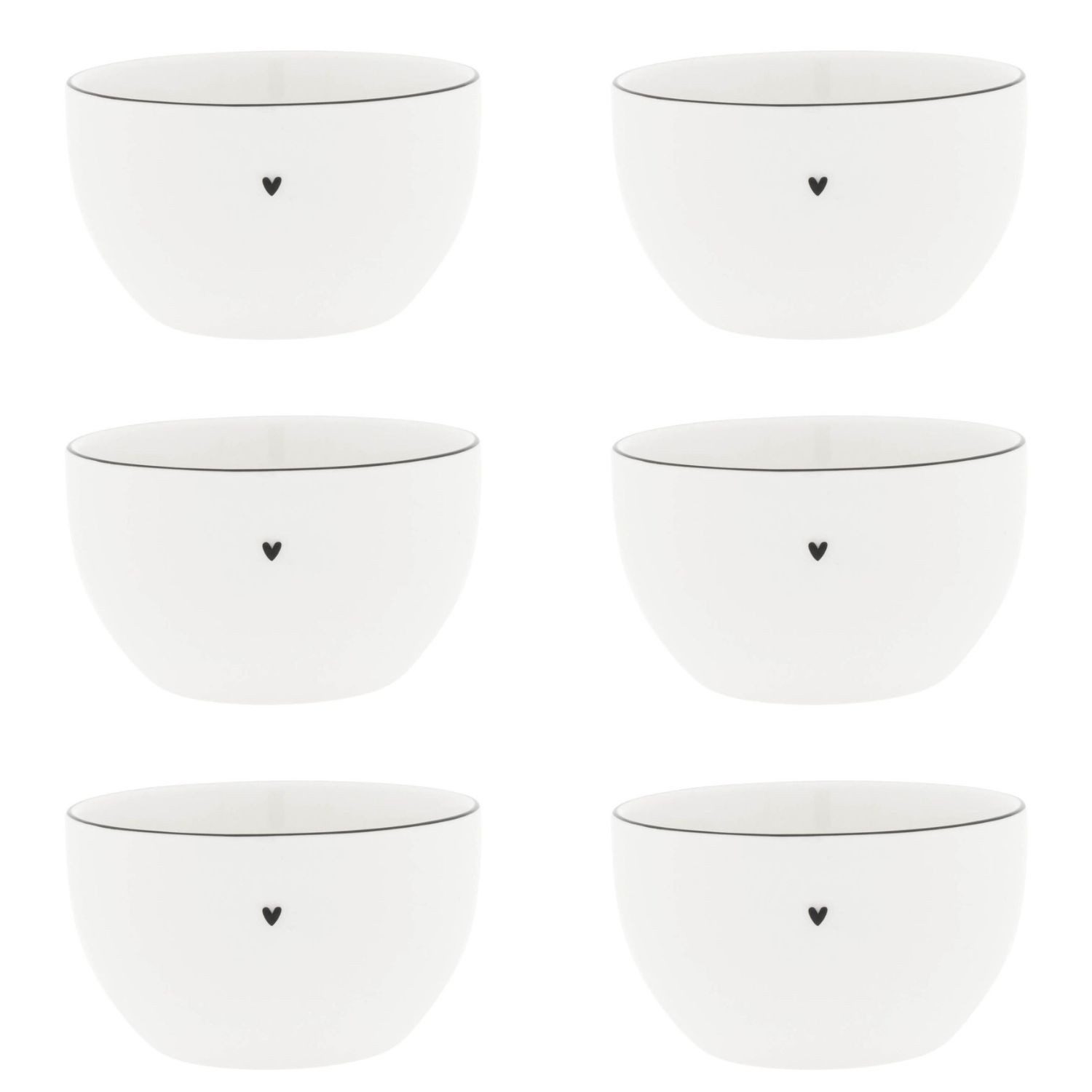 Bastion Collections Müslischüssel schwarzes Herz, Keramik, Spülmaschinengeeignet, Weiß, Herz, H: 7cm