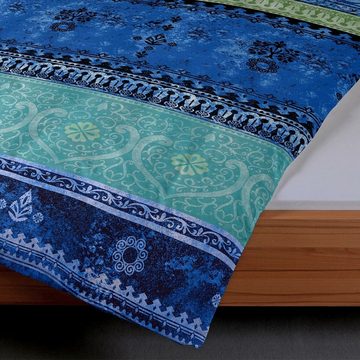 Bettwäsche Indi blau, TRAUMSCHLAF, Mako Satin, 2 teilig, orientalisches Design mit seidigem Glanz