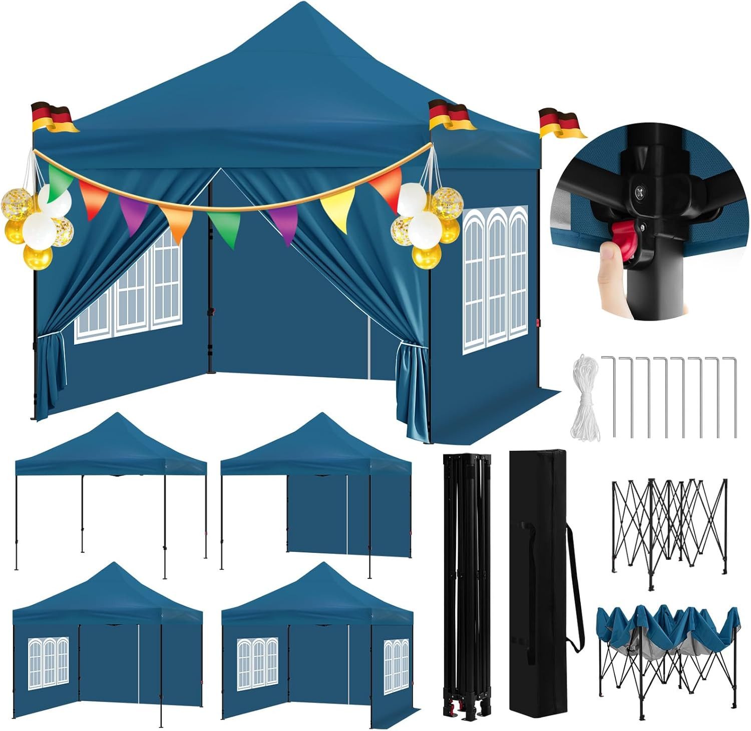 Woltu Pavillon, mit 4 Seitenteilen, 3x3 günstig online kaufen