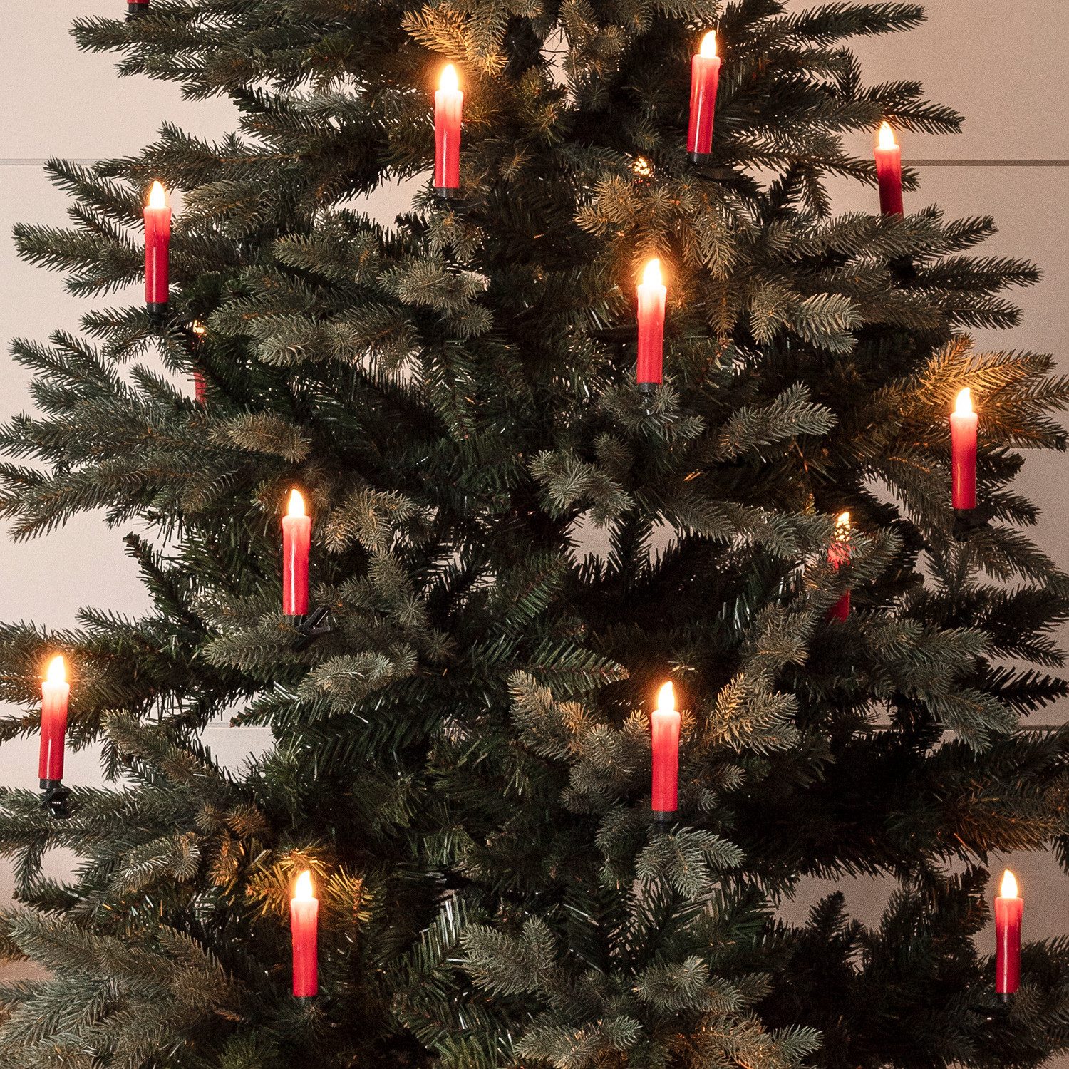 Lights4fun LED-Christbaumkerzen 20er LED Weihnachtsbaumkerzen rot