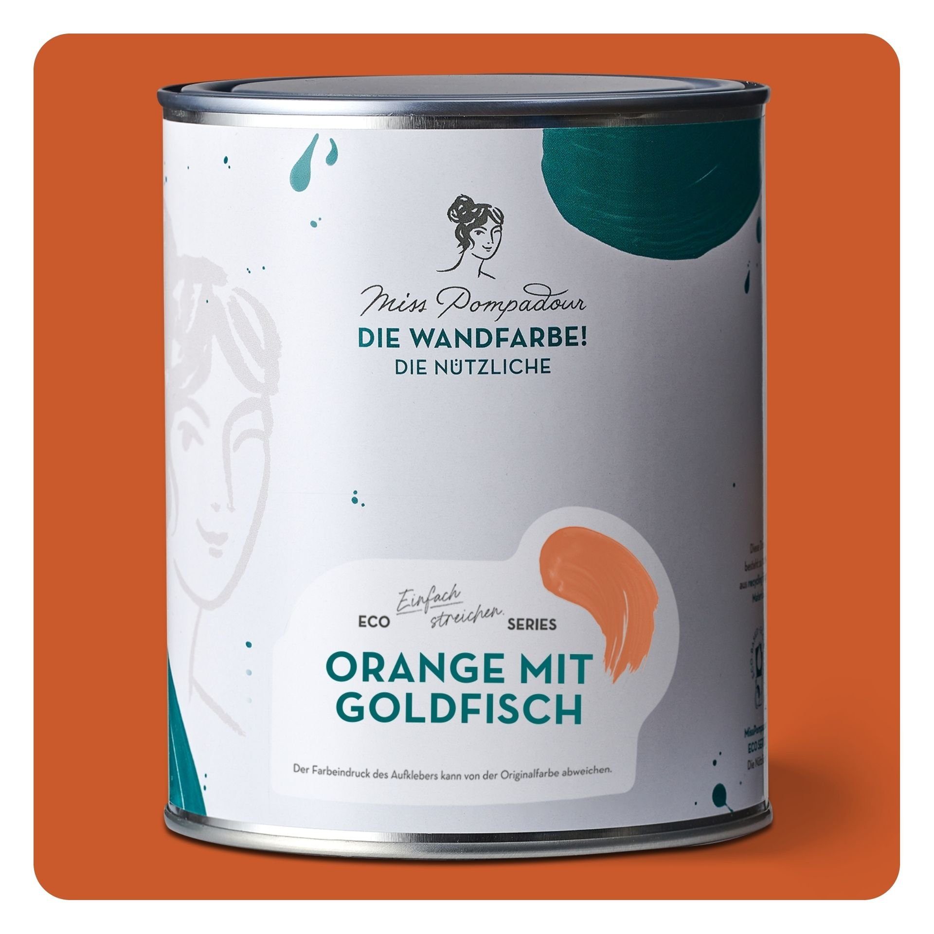 Wandfarbe - Goldfisch abwaschbare L, 1 Wandfarbe mit Orange wasserbasiert MissPompadour Deckkraft mit scheuerbeständig hoher und