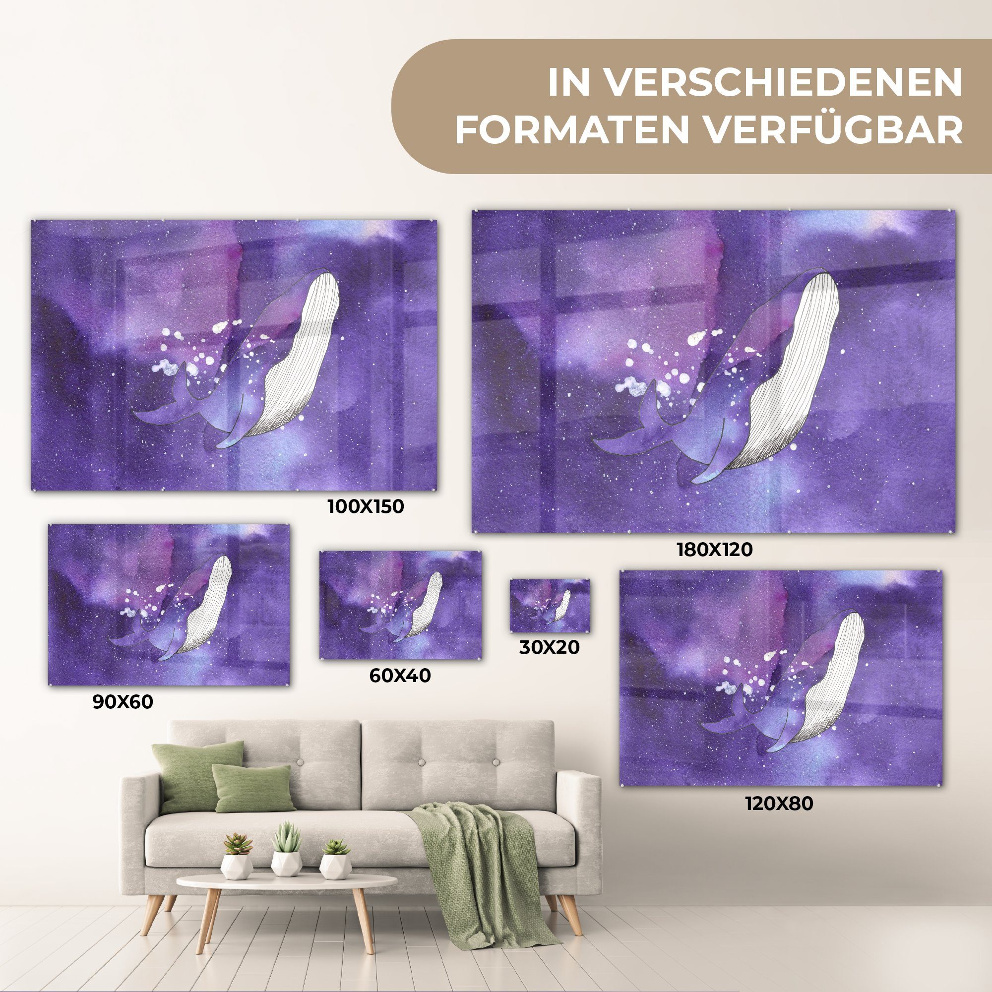 Wal Wohnzimmer MuchoWow Acrylglasbilder - Raum Farben, St), & Schlafzimmer - (1 Acrylglasbild