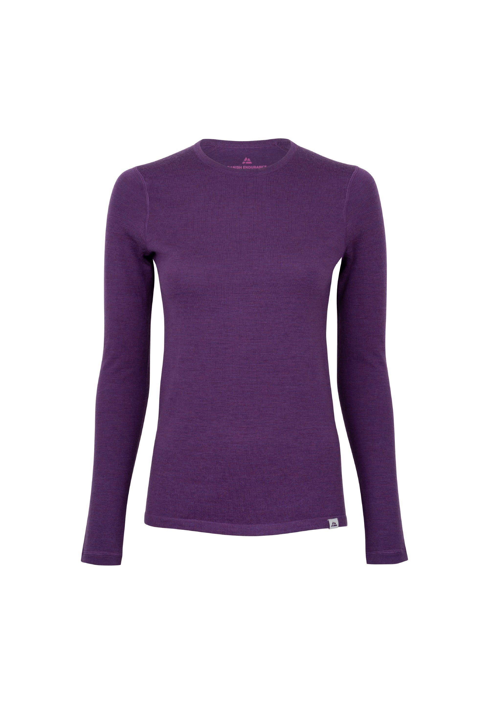 ENDURANCE Damen purple Funktionsshirt Merino DANISH Temperaturregulierend Thermounterhemd