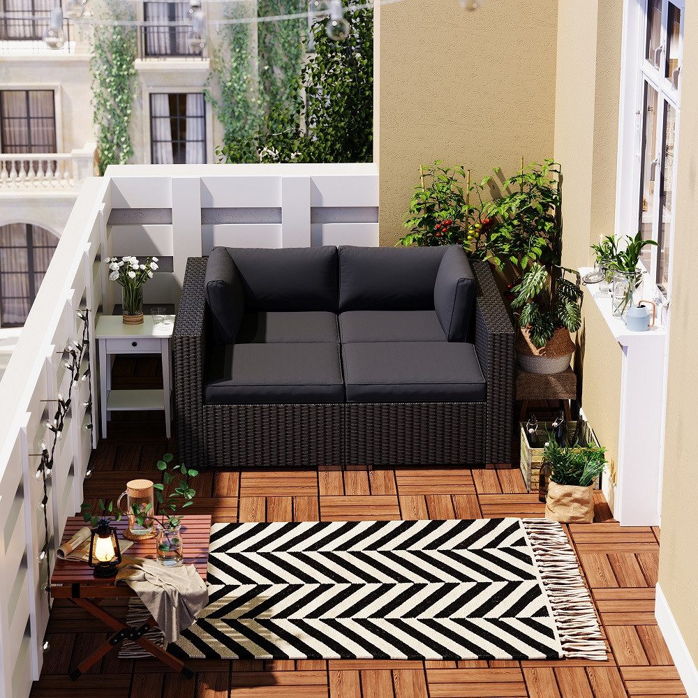 MeXo Gartenlounge-Set Balkonmöbel Rattan Modulsofa mit günstig online kaufen