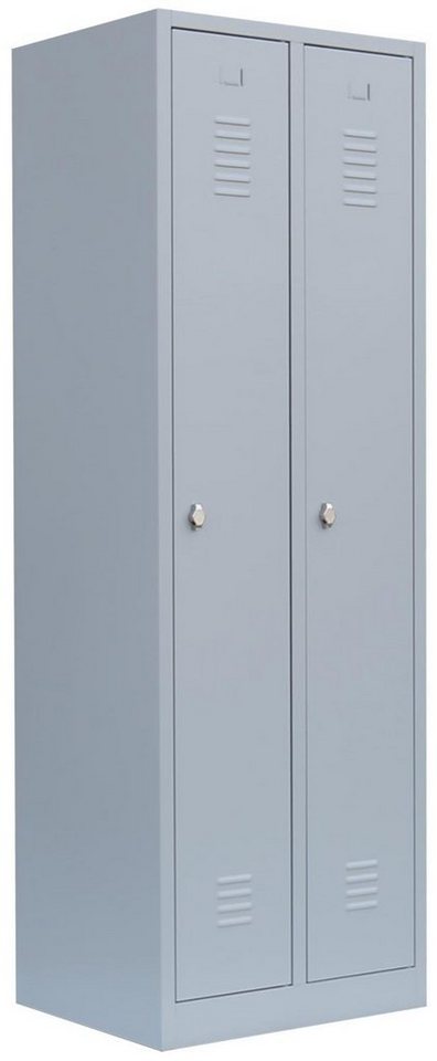 Steelboxx Spind Lüllmann® Garderobenschrank, 2 Abteile, 1800 x 600 x 500 mm  (1-St) Komplett verschweißt und montiert keine Montage erforderlich