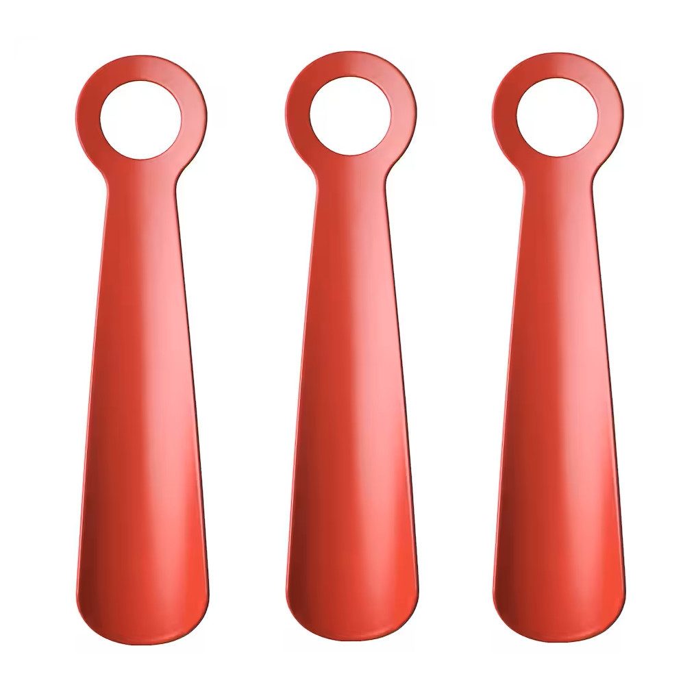 IKEA Schuhlöffel Schuhanzieher SNÖSKYFFEL Schuhlöffel, rot (3-tlg), Länge: 18 cm, Metall