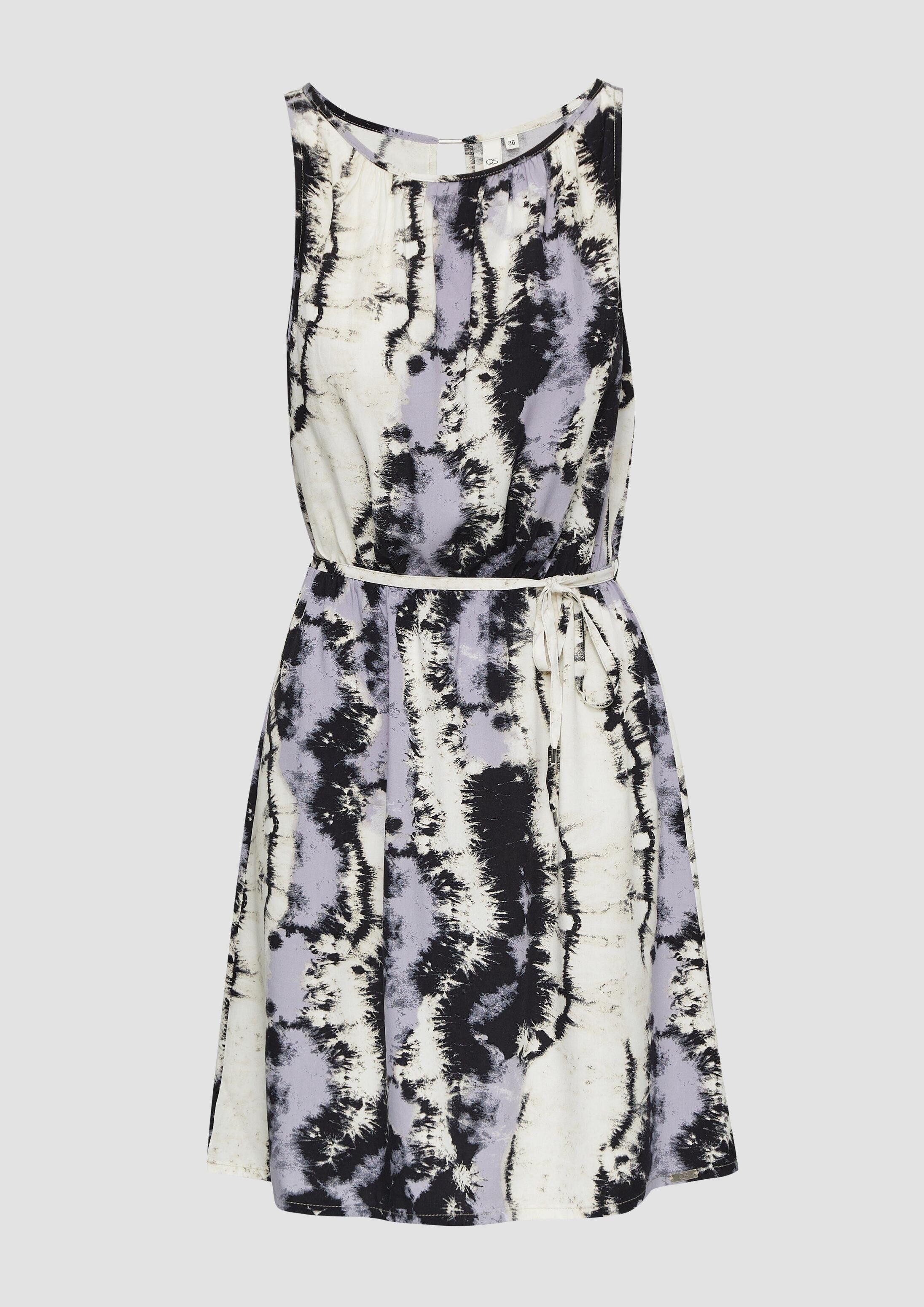 QS Minikleid Kleid Viskose-Kleid mit Cut-out und Bindeband