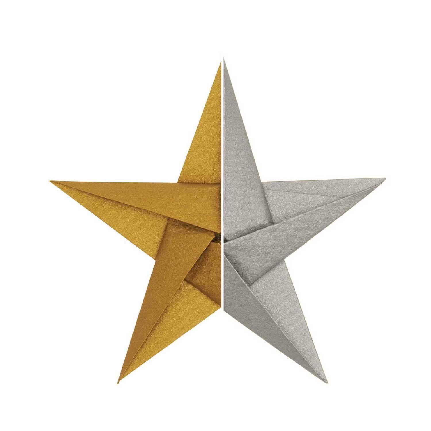 Rico Design Briefpapier Origami 15x15 cm, gold/silber MIX 32 Blatt, 75 g/m²