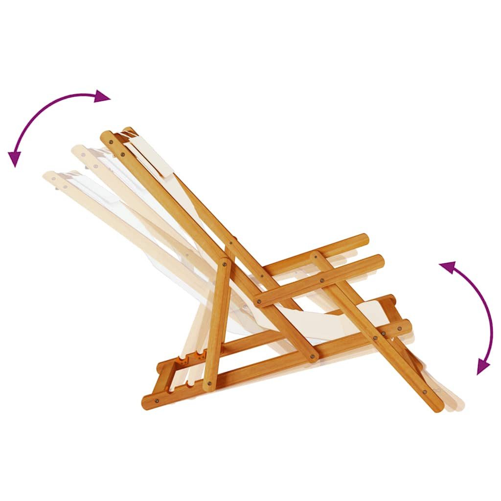 vidaXL Gartenstuhl Strandstuhl mit Armlehnen Klappbar Creme nholz Textilene (1 St)