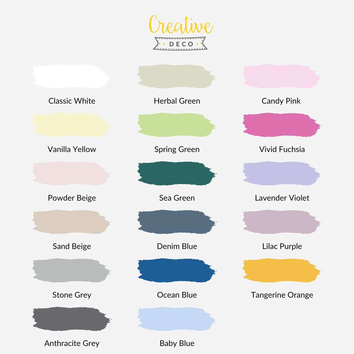 Creative Deco Kreidefarbe Kreidefarbe für Möbel Möbelfarbe Landhaus Vintage Matt Abwaschbar, auf Wasserbasis, Wisch-Effekt Gradient-Effekt möglich