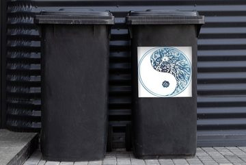 MuchoWow Wandsticker Eine Illustration von Yin und Yang in Blumen (1 St), Mülleimer-aufkleber, Mülltonne, Sticker, Container, Abfalbehälter