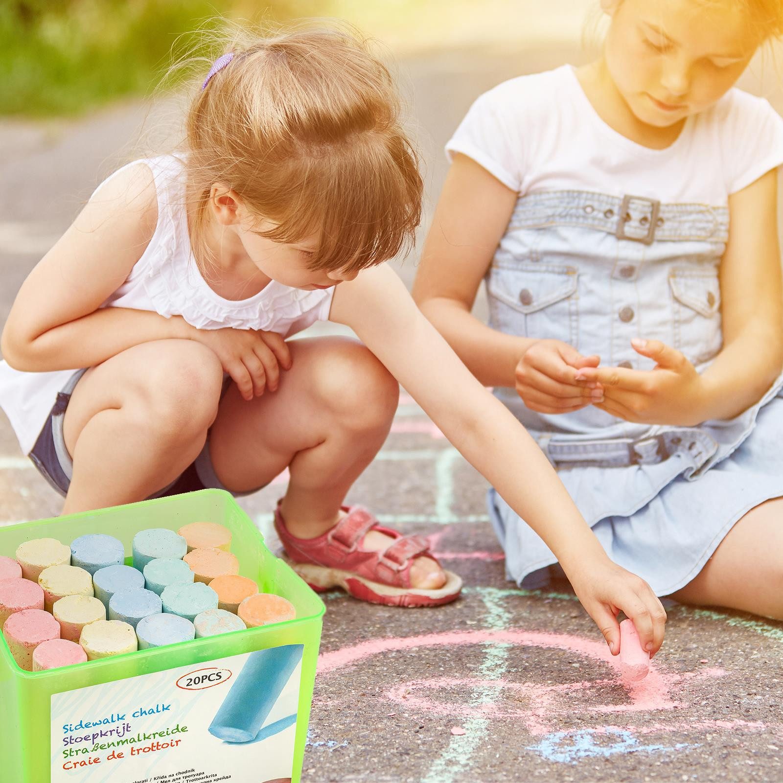 Smart-Planet Malkreide Straßenmalkreide 20Stk - bunte Kreide im Eimer für Kinder