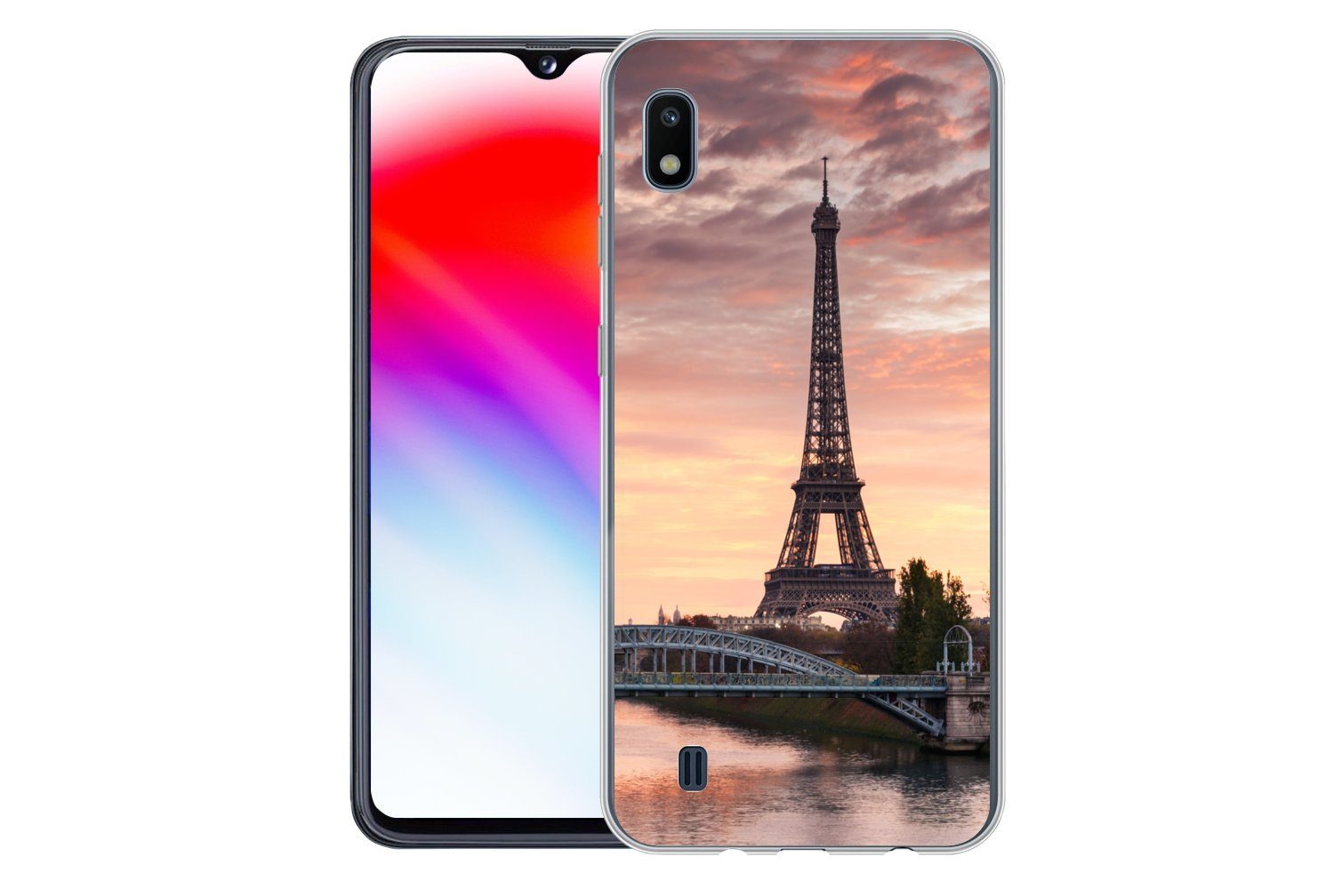 MuchoWow Handyhülle für Samsung Galaxy A10 Paris - Eiffelturm - Brücke, Smartphone-Bumper, Print, Handy Schutzhülle Dünn