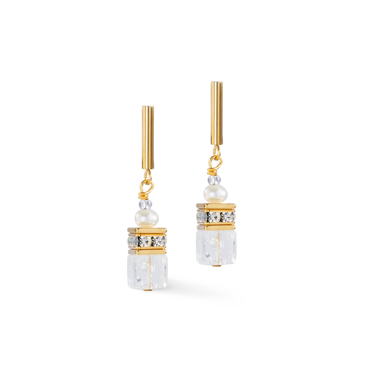 Paar Ohrstecker Schmuck Edelstahl GeoCUBE® Fusion Precious Pearl Mix Würfelkette