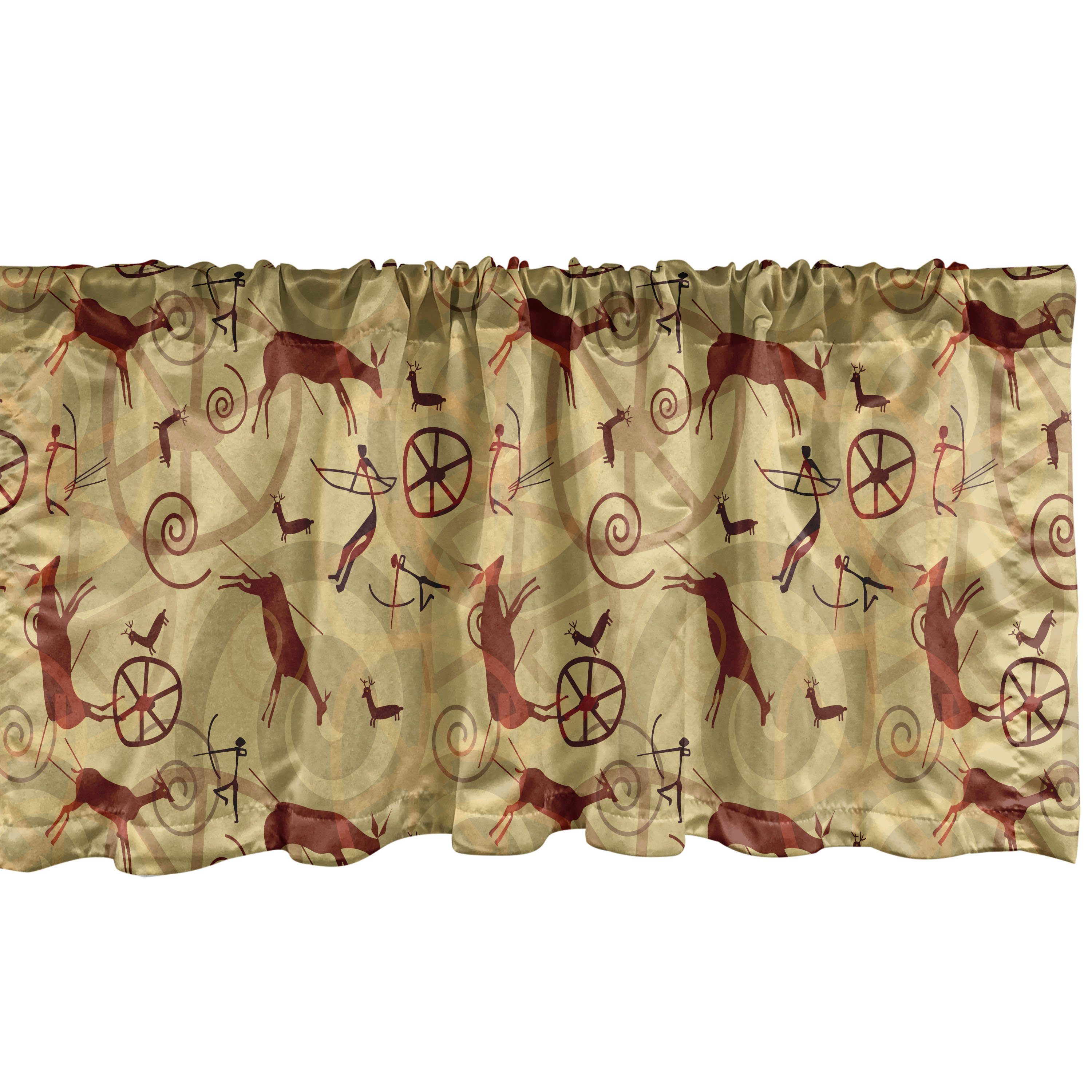 Scheibengardine Vorhang Volant für Küche Schlafzimmer Dekor mit Stangentasche, Abakuhaus, Microfaser, südwestlich prähistorische Kunst