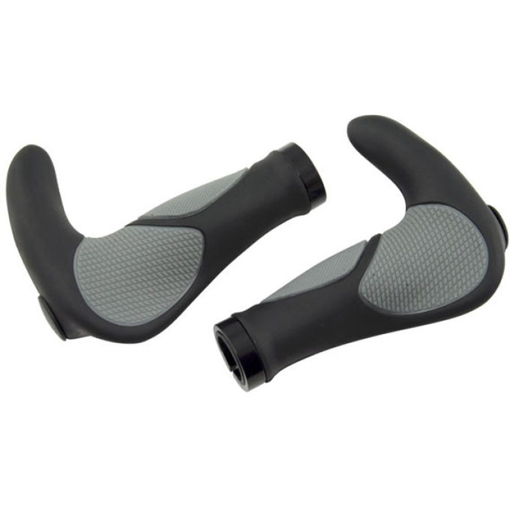 Fahrradlenkergriff LONGUS Griffe Ergobull mit Hörnchen 140mm schwarz grau Fahrrad