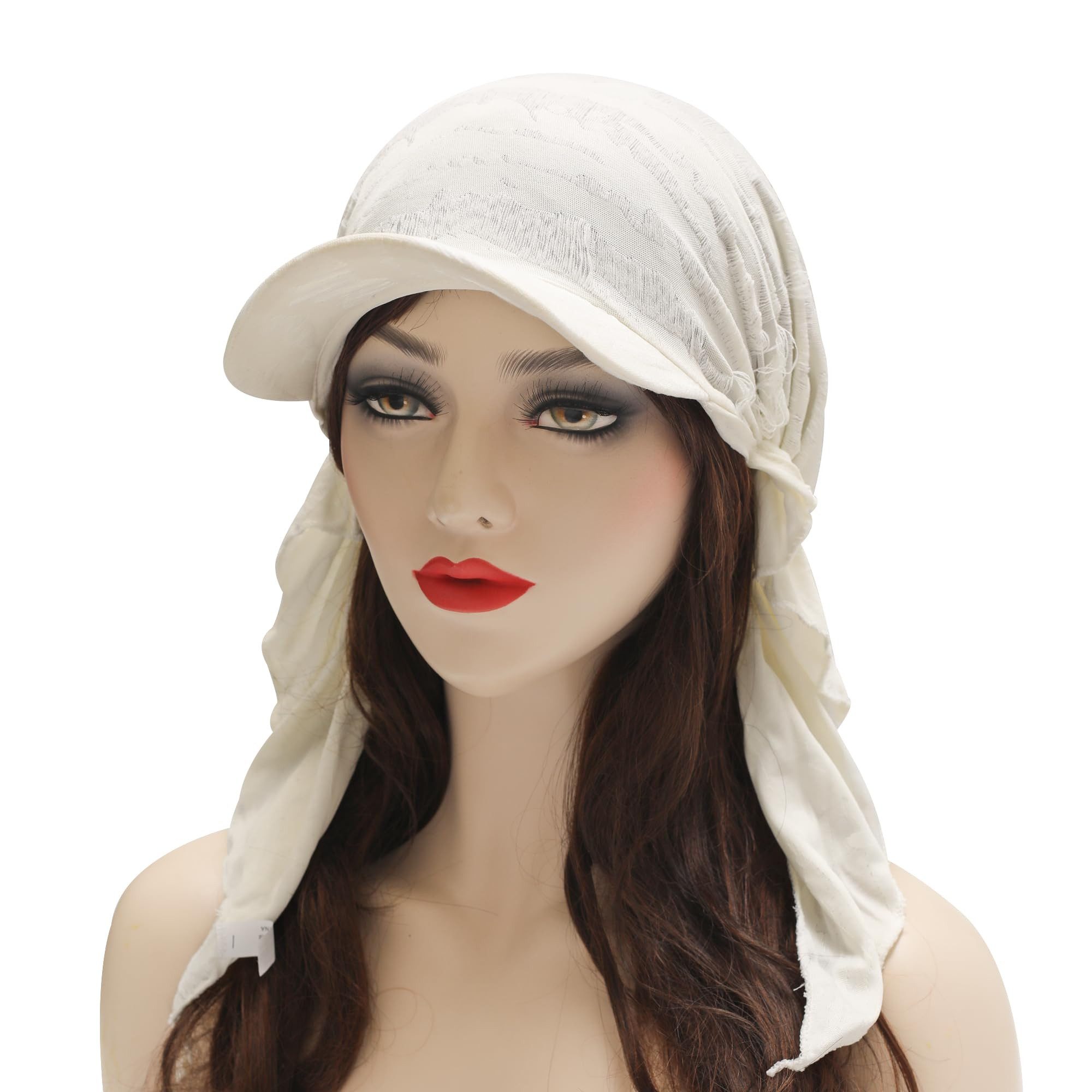 Coonoor Visor Damen Turban Mütze, Modische Kopfbedeckung mit gebogenem Schirm (1-St) Weiche Stoffe und Feder-Dekor, Ideal für Hijab – Bild 5 von 5