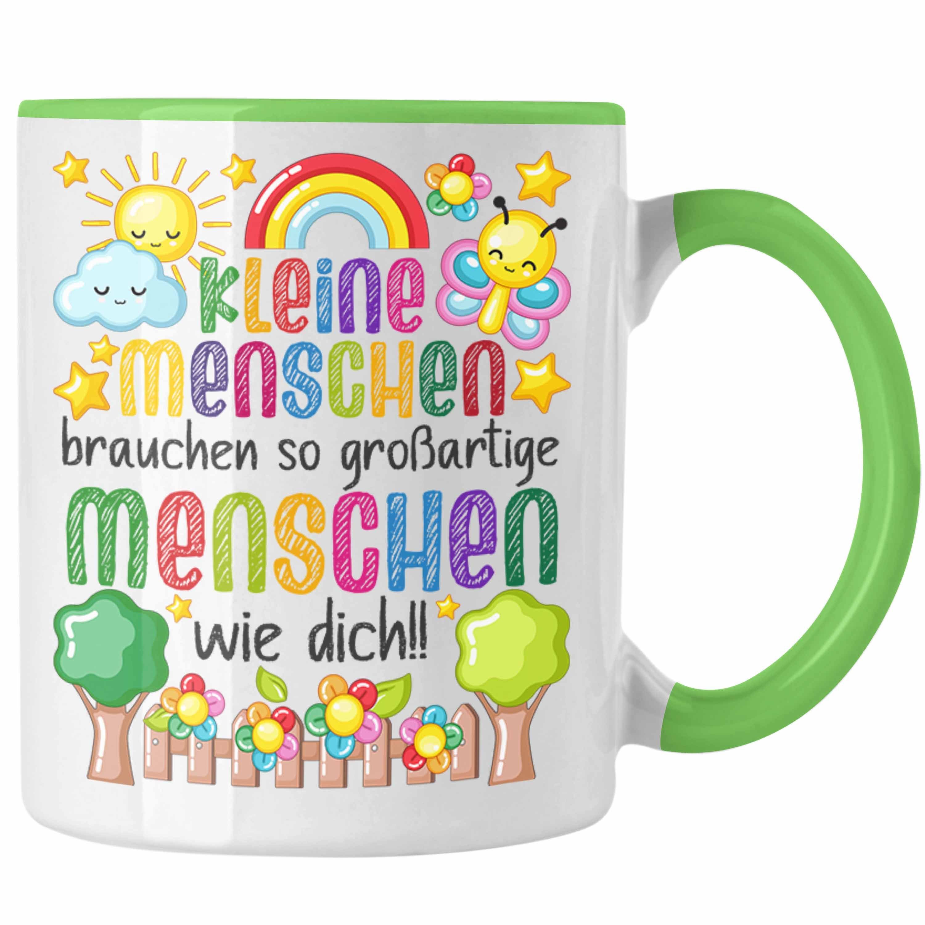 Trendation Tasse Trendation - Erzieherin Tasse Geschenk Danke Dankeschön Abschiedsgeschenk Beste Kindergärtnerin Spruch Großartige Menschen Wie Dich Grün