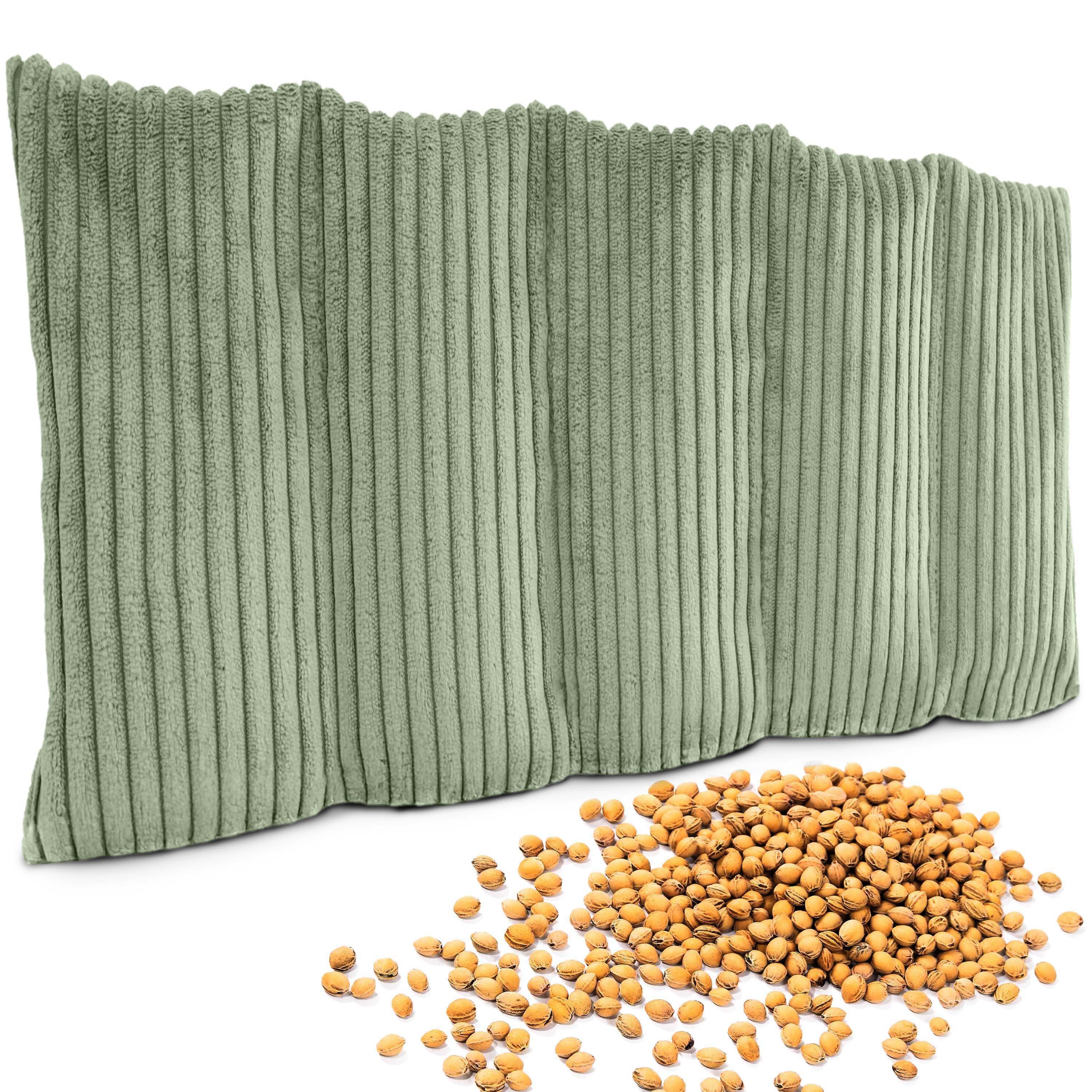 Amilian Kirschkernkissen 55x20 cm Körnerkissen 100% Kirschkerne - Nacken Schulter Mikrowelle, Wärme- und Kältekissen, für Nacken, Schulter, Rücken und Bauch