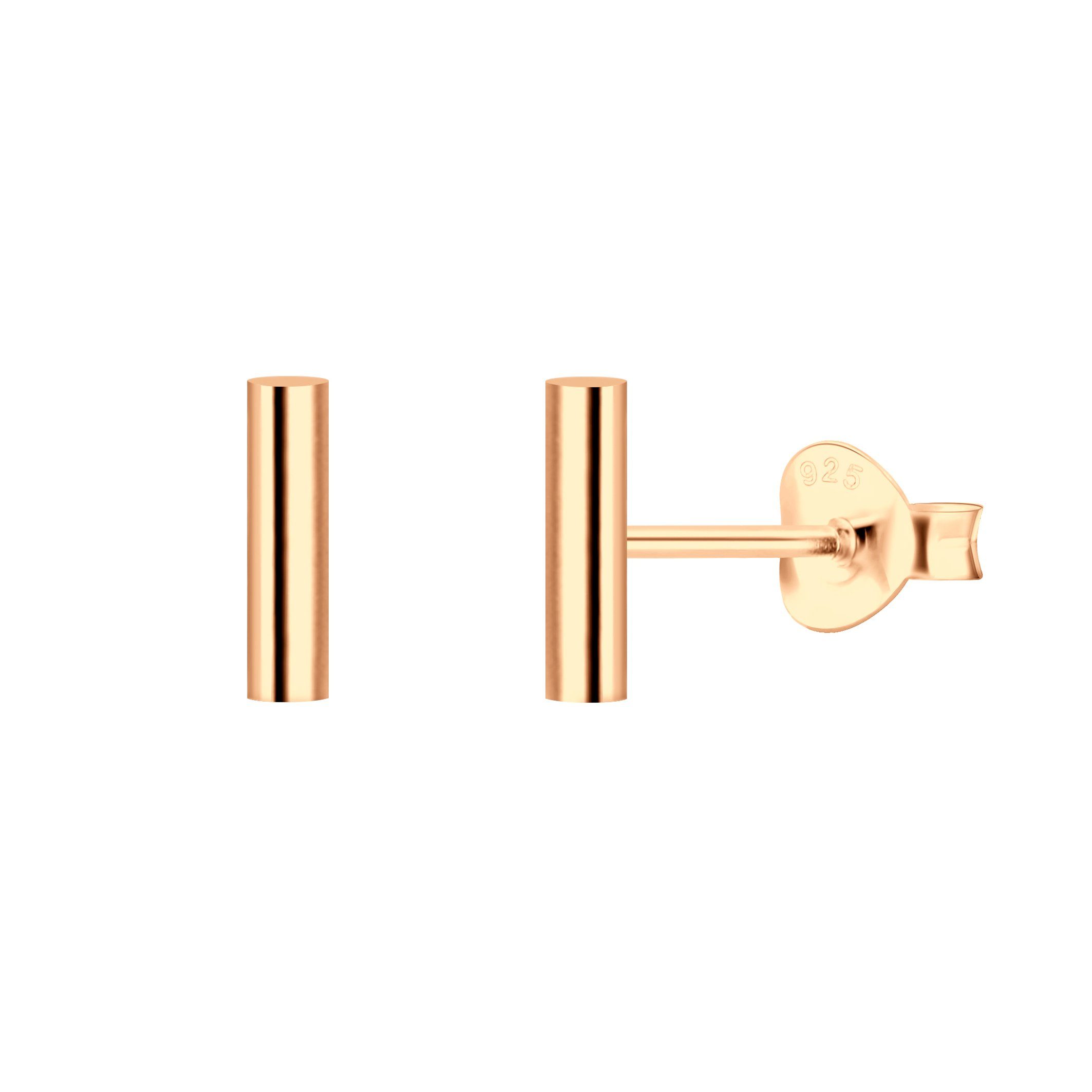 LÖB Paar Ohrstecker Damen Silber Stecker Klein (Geschenke Stecker Geometrisch Stäbe Rotgold Freundin Kurz Ohrringe Roségold 8mm Mädchen Frauen Modern Geburtstag zum 925 Weihnachten Weihnachtsgeschenke), Minimalistisch für Ohrstecker Stab