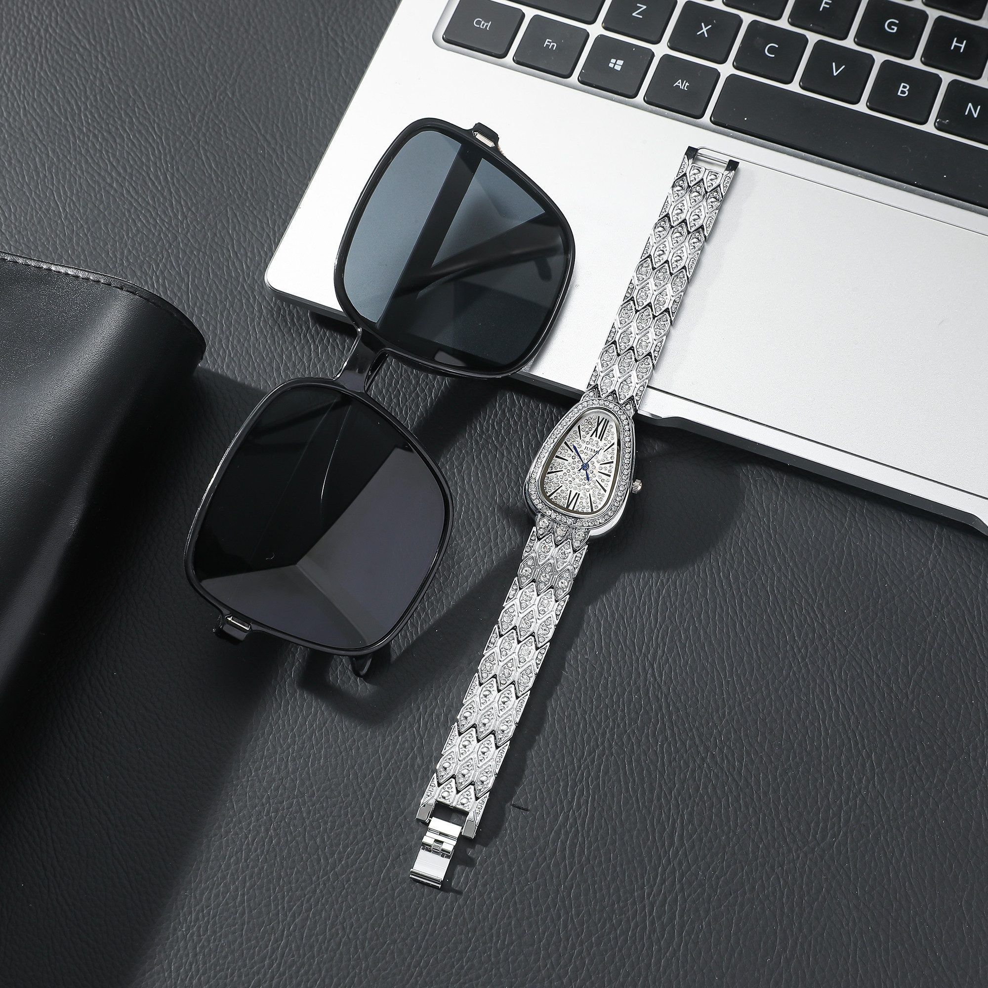 Luckice Sonnenbrille Elegante Damen-Quarzuhr mit modischer Sonnenbrille (Geschenkbox – Perfektes Set für stilvolle Accessoires Premium-Etui, Minimalistische Son – Bild 5 von 5