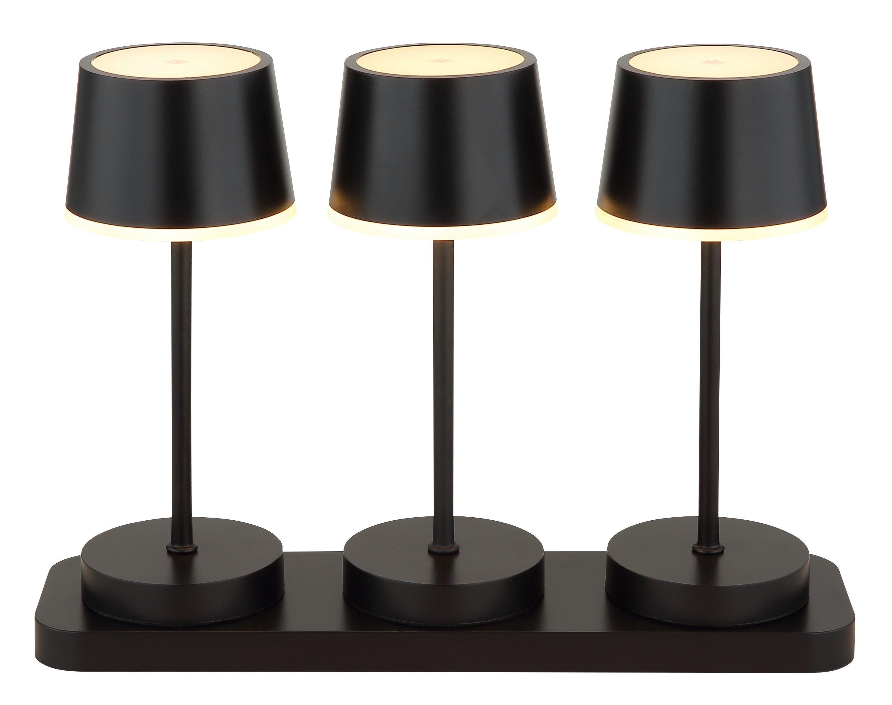 GLOBO LIGHTING Tischleuchte DAWSON, LED fest integriert, Warmweiß, Tischleuchte Schwarz, Opal, Touchdimmer, RGB, Akku, USB-C