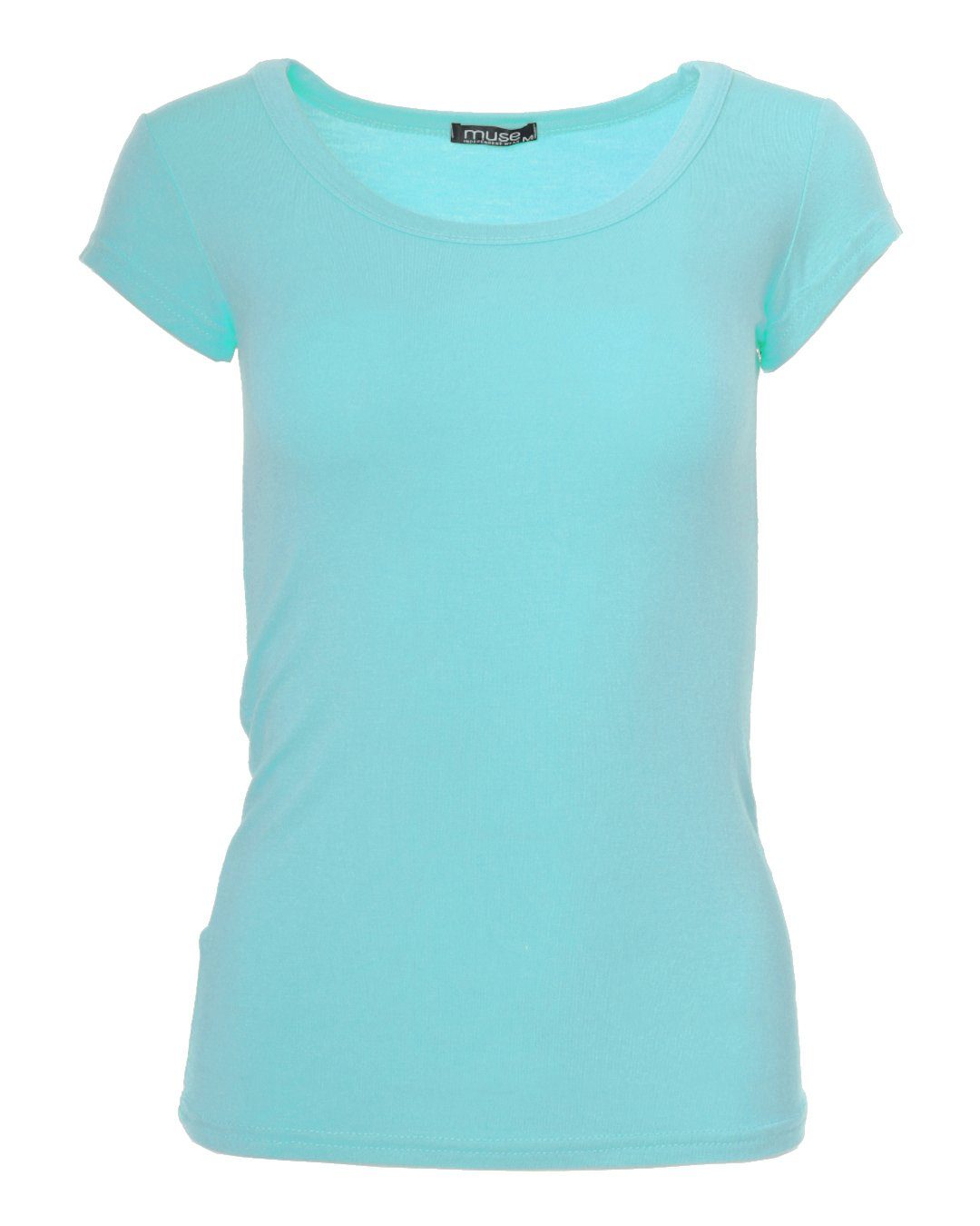 Muse T-Shirt Basic Kurzarm T-Shirt Fit cyan 1001 Skinny