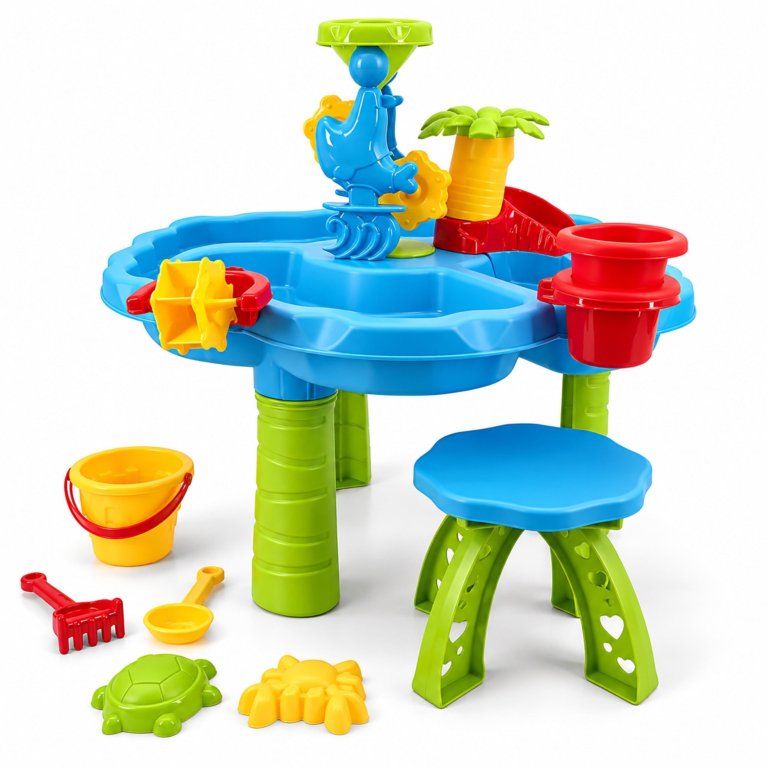 relaxdays Wasserspieltisch Kinder Hocker & Zubehör, 3