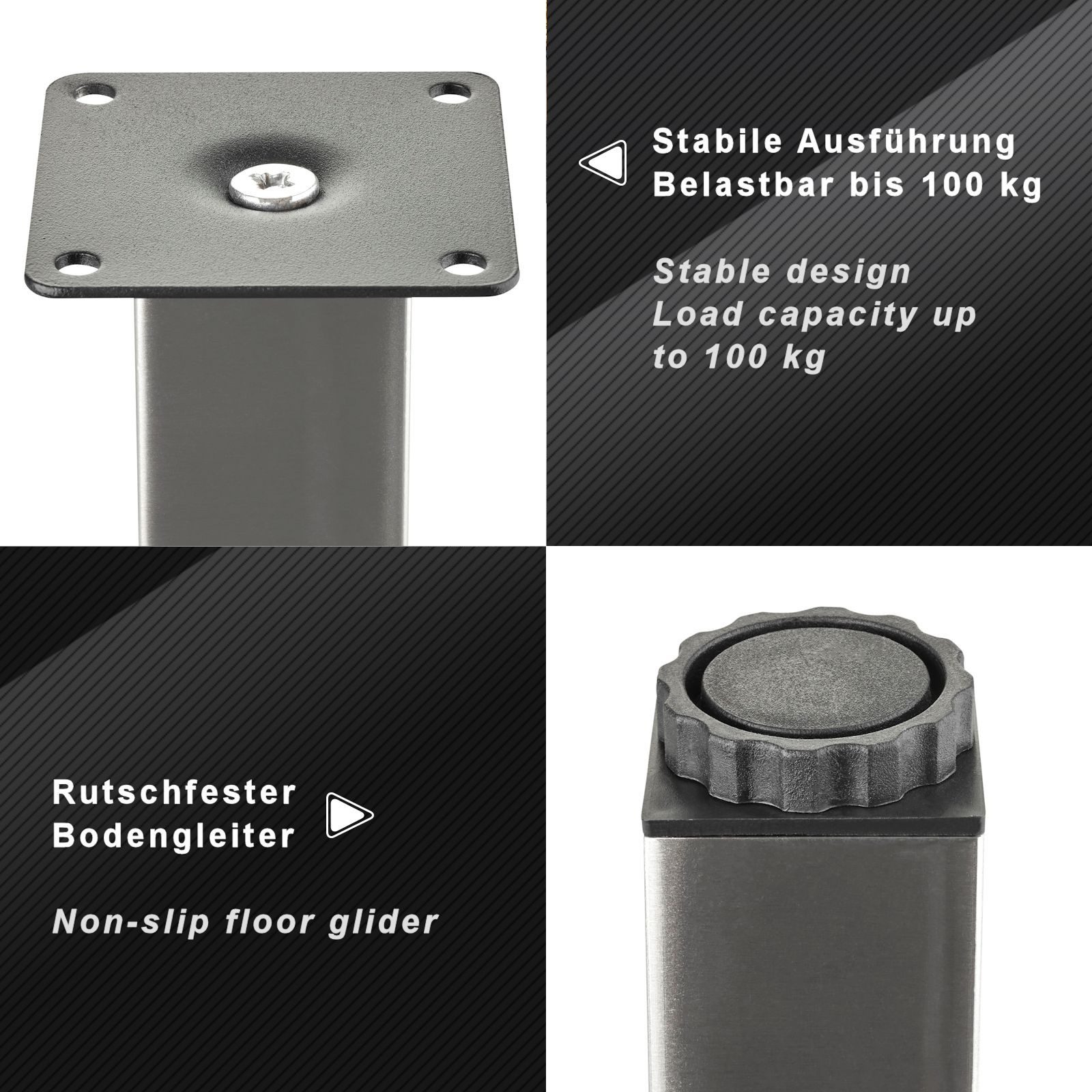 SO-TECH® Möbelfuß ZULU 38 x 38 mm 100 - 150 mm, belastbar bis 100 kg pro Fu günstig online kaufen