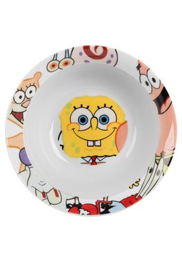 United Labels® Frühstücks-Geschirrset Spongebob Schwammkopf Frühstücksset - Kinder Geschirr Set 3-tlg., Porzellan