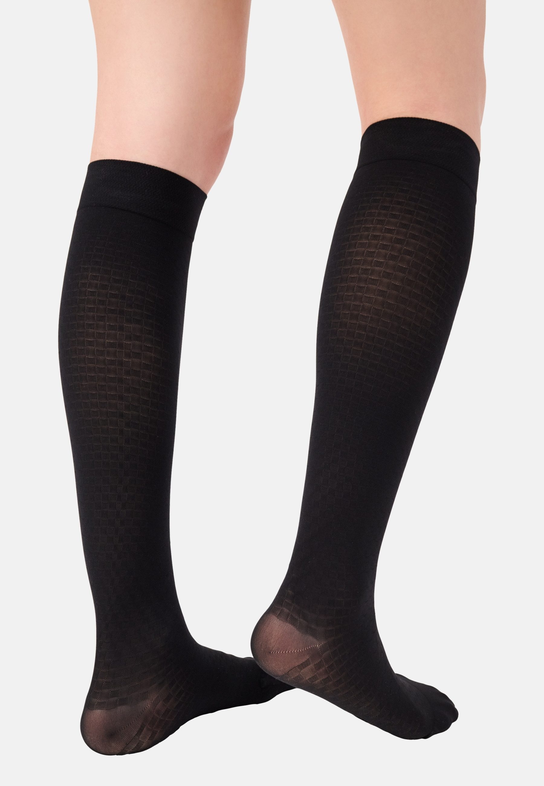 ITEM m6 Kniestrümpfe Vichy-Muster, sanfte Kompression, leichte Beine, kein Verrutschen