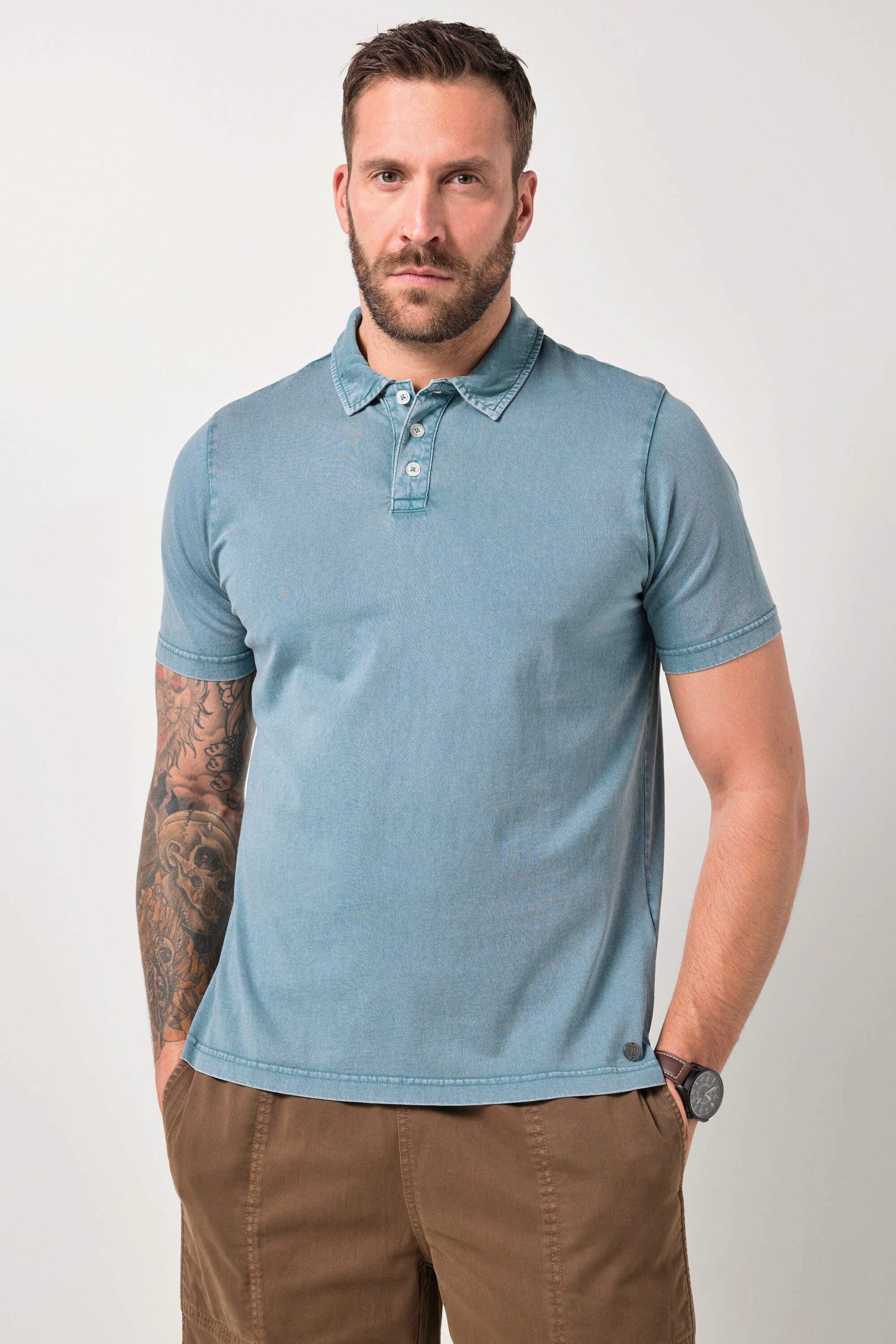 Poloshirt Poloshirt Vintage Jeanslook Halbarm