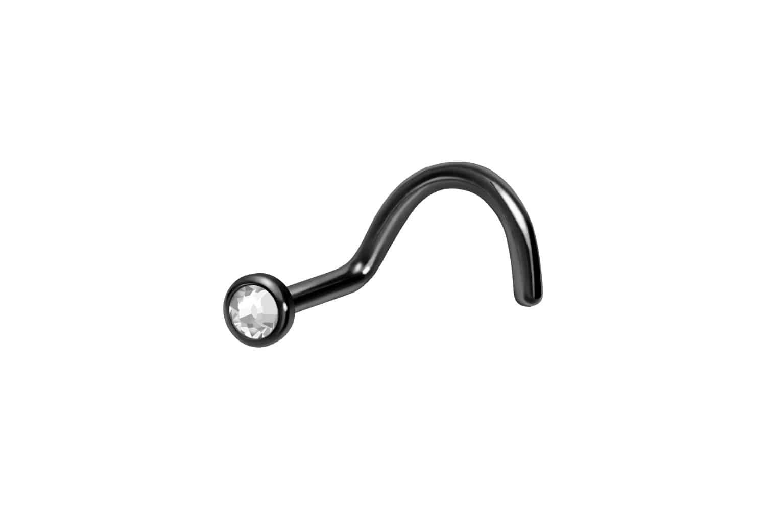 PIERCINGLINE Nasenpiercing Titan Nasenstecker Spirale FLACHE KRISTALLDISC (Nasenstecker / 1 Stk)