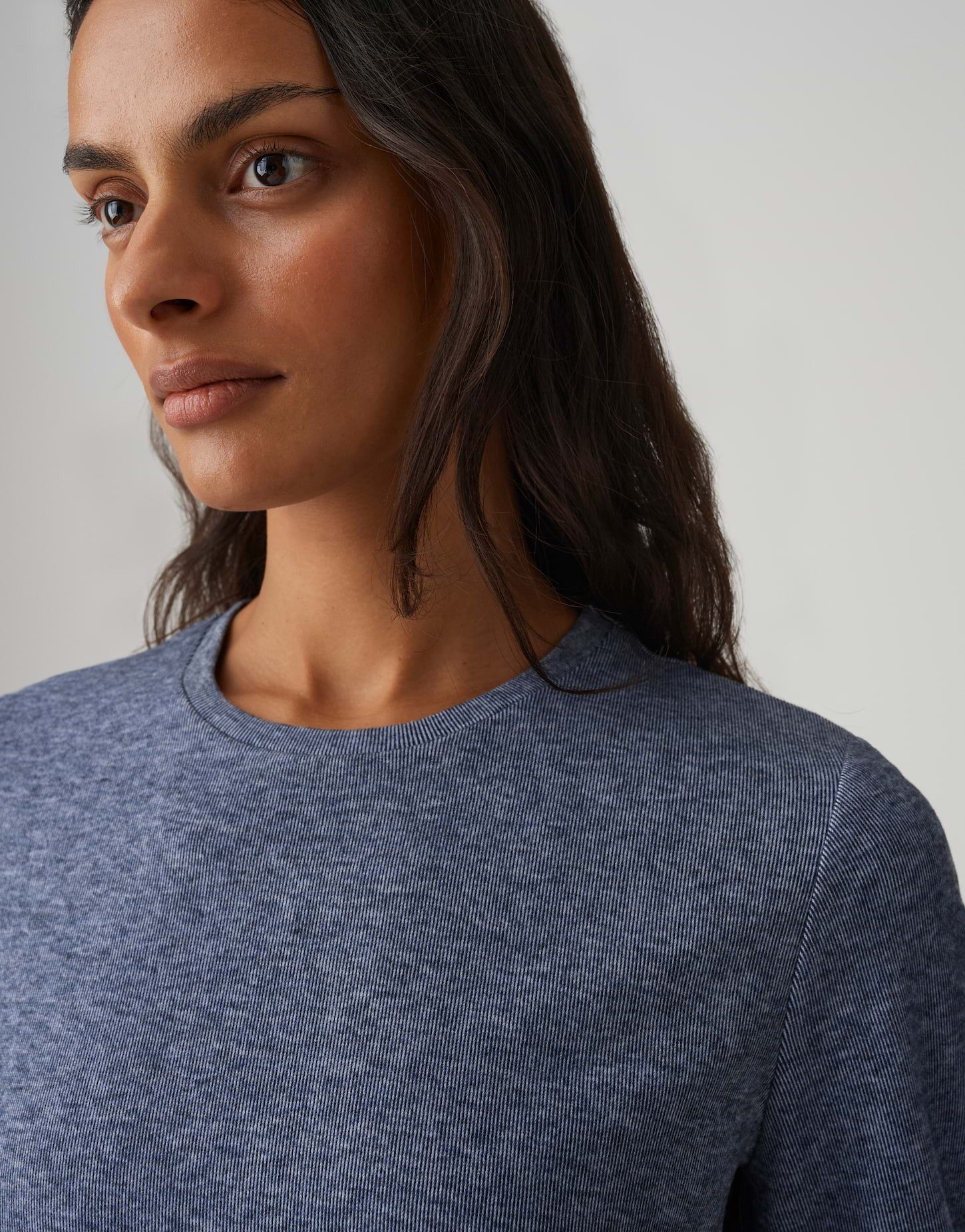 OPUS Longsleeve SAMIKE in Mélange Optik Schmale Passform, gerader Schnitt, Langarm, angeraute Oberfläche