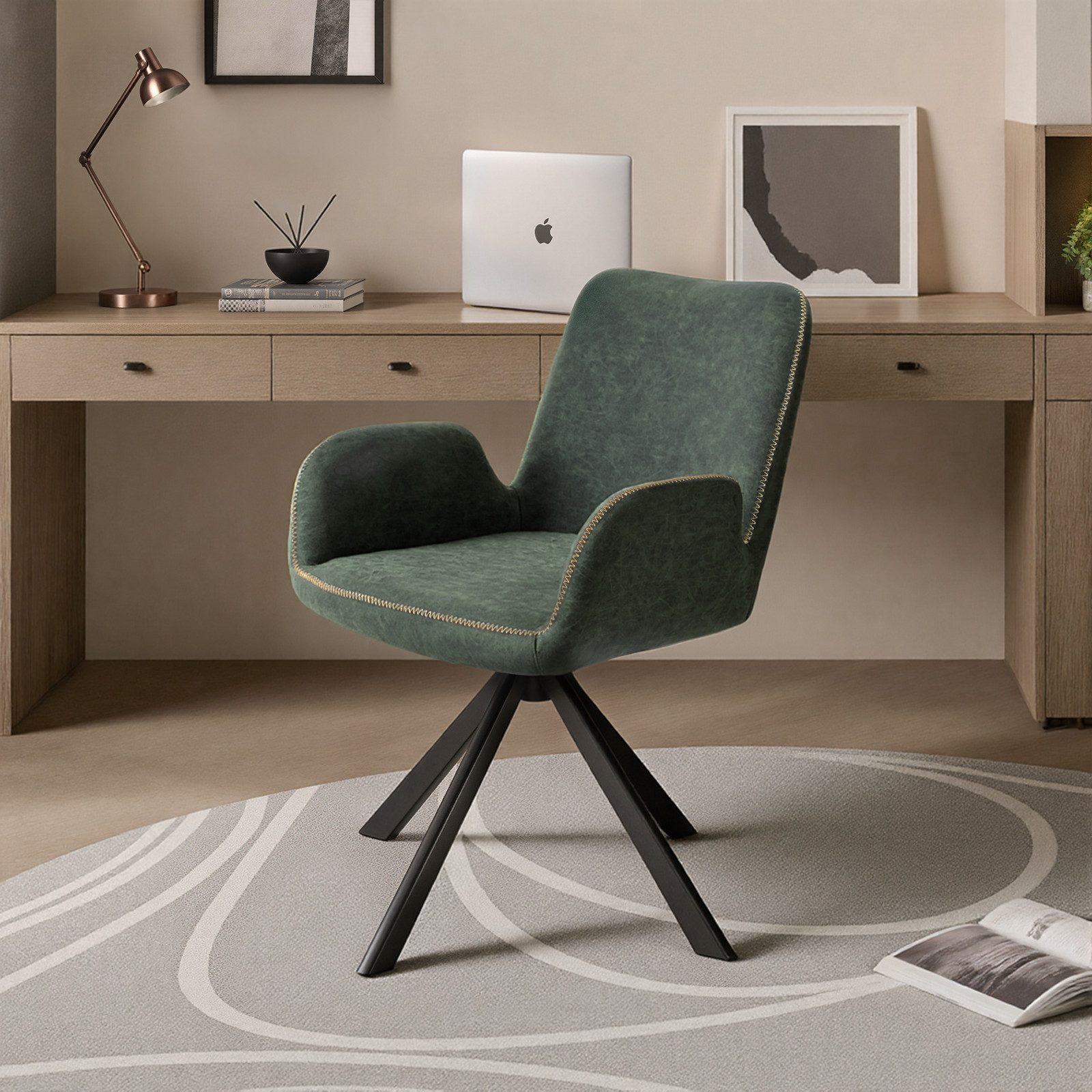 HOMAVO Esszimmerstuhl YZ7 Set 2 Stück mit Armlehnen in Drehbar Vintage-Look günstig online kaufen