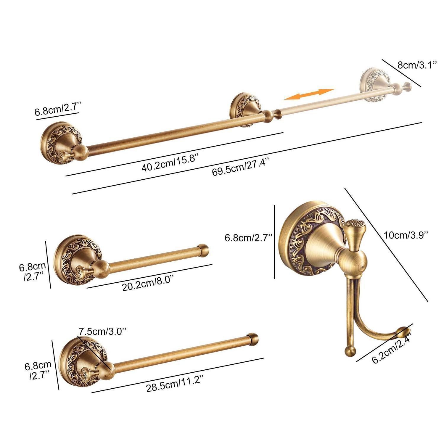 LuxusKollektion Handtuchhalter Badezimmer Set Antik Bronze verstellbar