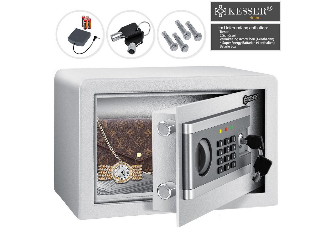 Thumbnail - KESSER Tresor, Elektrischer Tresor Inkl. Batteriebox Elektronischer Safe 3