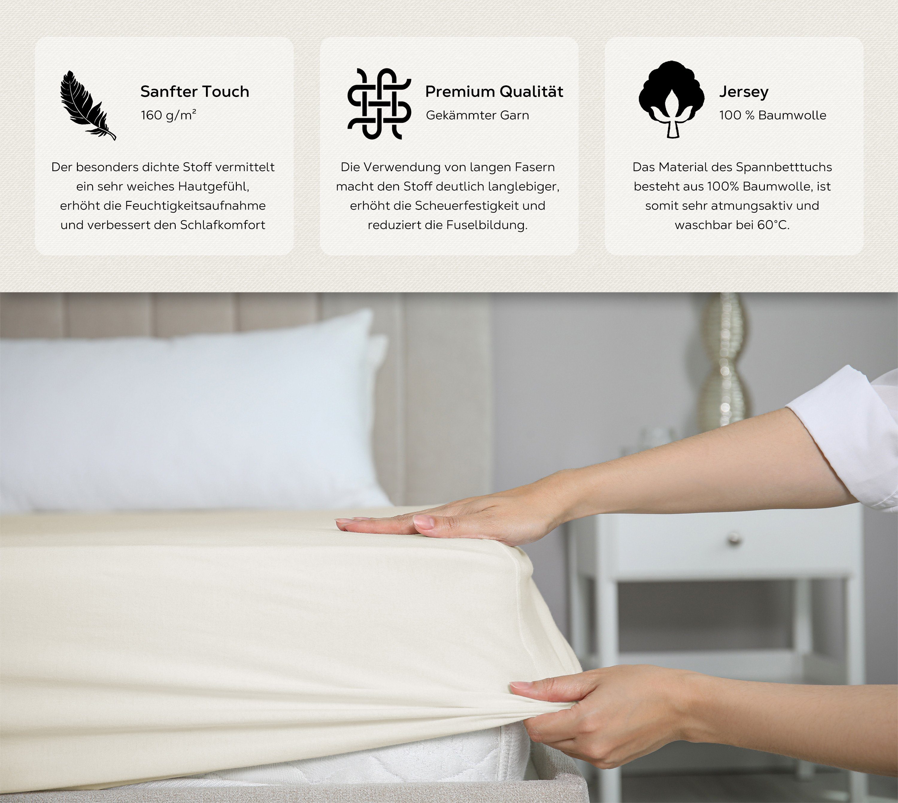 Beautex Spannbettlaken 2er Set Spannbetttuch Bettlaken Premium Baumwolle Je günstig online kaufen