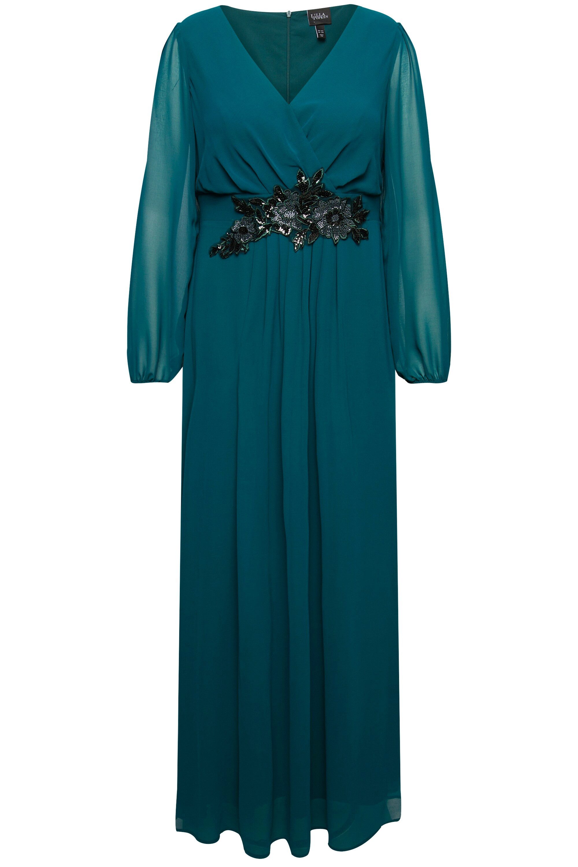 Ulla Popken Cocktailkleid Abendkleid V-Ausschnitt bestickter günstig online kaufen