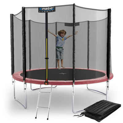 Kinetic Sports Gartentrampolin SALTO PLUS, Ø 305 cm, (Komplett-Set, Leiter, Regeplane, Sicherheitsnetz, Sprungtuch, Randabdeckung), mit Leiter, Regenplane, TÜV Rheinland GS-geprüft