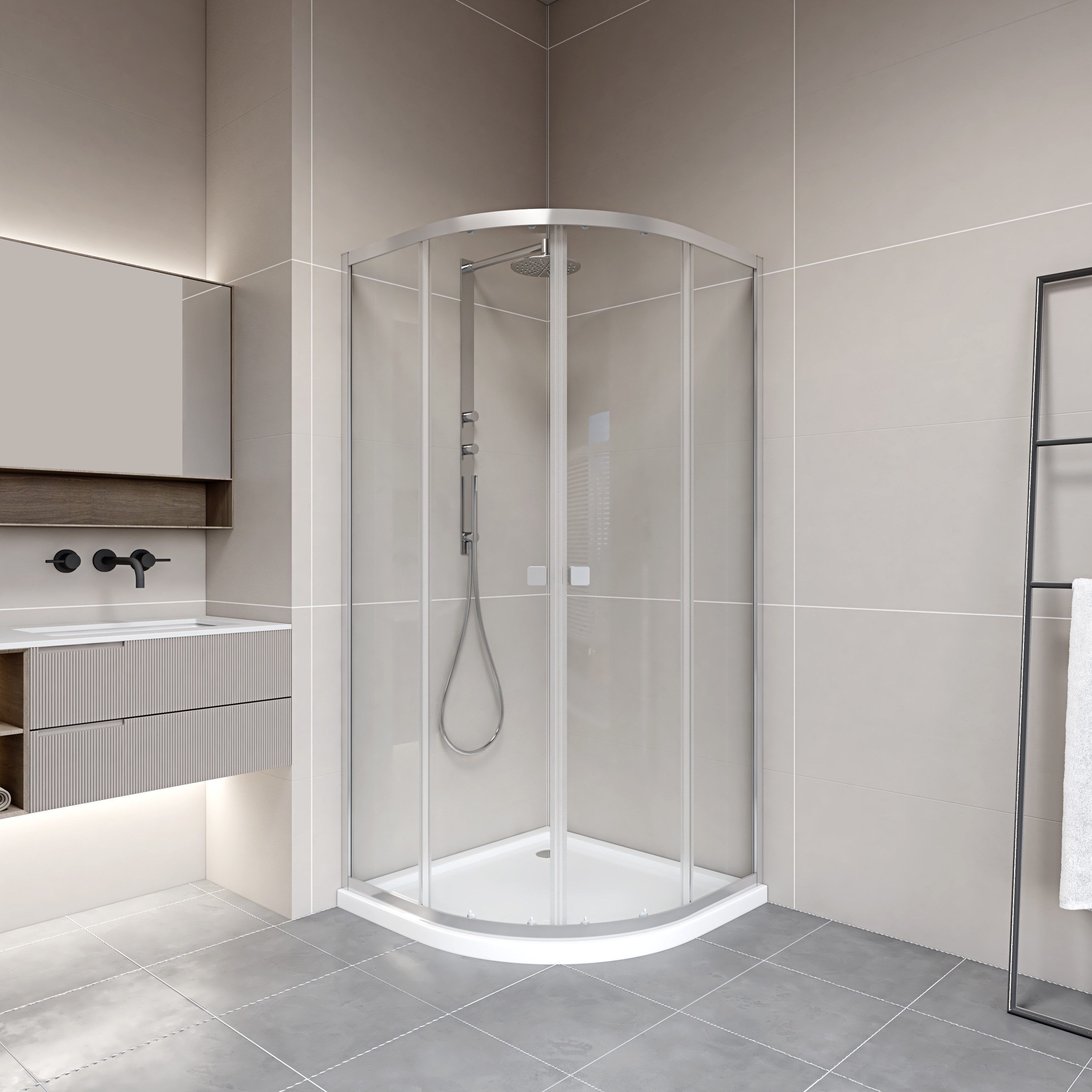Marwell Runddusche LEEDS II, BxT: 90x90 cm, mit Gleittüren