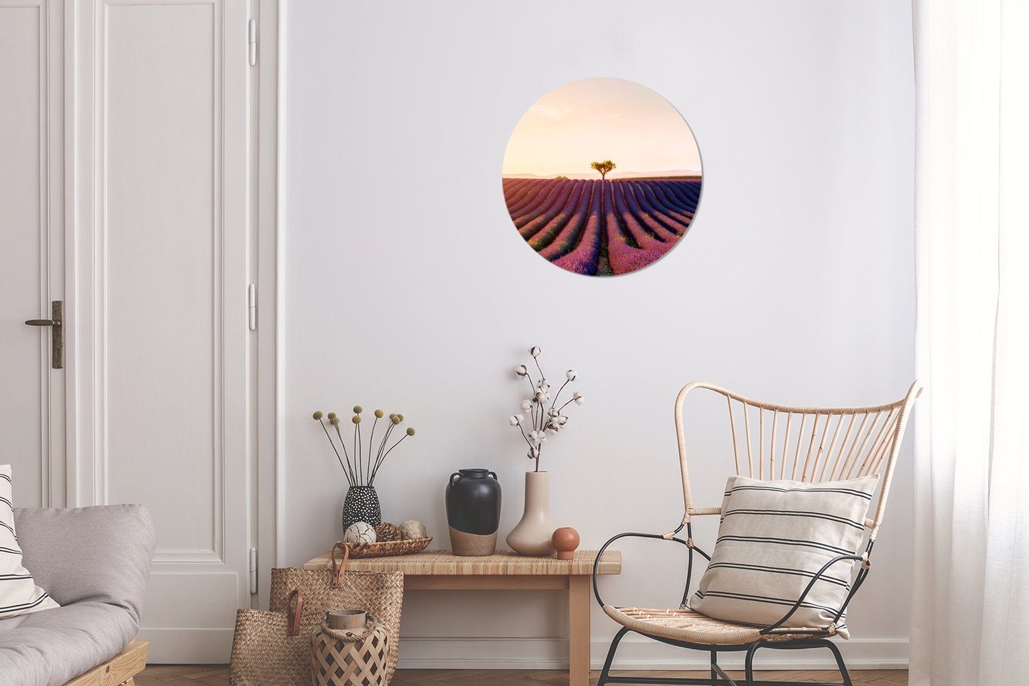 violetten (1 Wanddekoration Gemälde eines Forex, Frankreich, Bild cm Rundes Valensole, St), Wohnzimmer, MuchoWow Wandbild, 30x30 Kreis Lavendelfeldes in