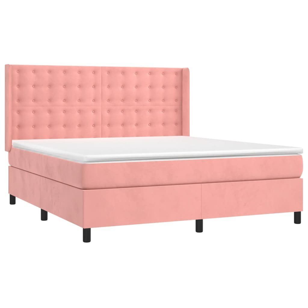 Bett Boxspringbett mit Matratze & LED Rosa 160x200 cm Samt