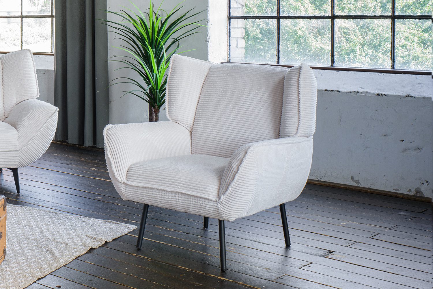 KAWOLA Relaxsessel CALLA, Sessel Cord cremeweiß